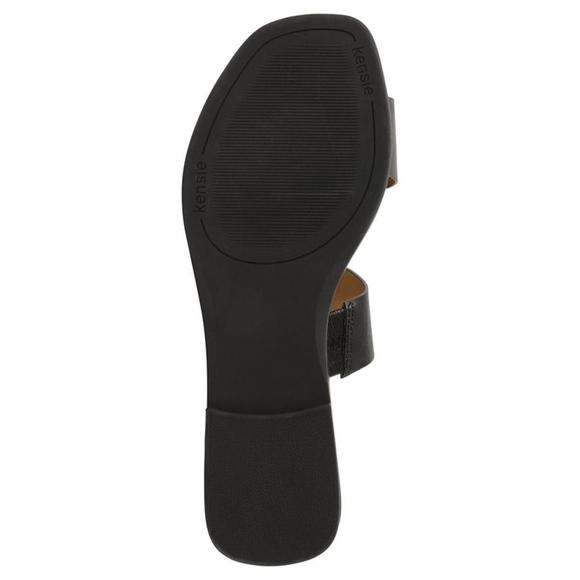 Kensie Womens Black Faux Leather Open Toe Open Back Flats NWT - Picture 2 of 5